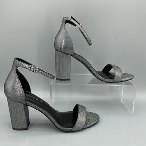 NEW Madden Girl Women’s Beella D’Orsay Block Heel Sandals Black Hologram Sz 10M
